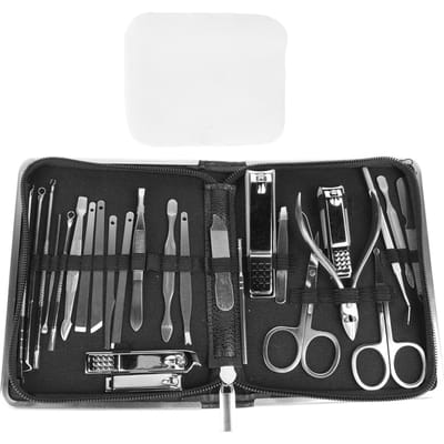 26 STUKS Manicure Set Zwarte Nagelknipper Set Koolstofstaal Manicure Gereedschap Kit voor Thuis Salon black