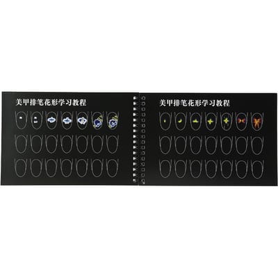 Nagelkunst Oefensjabloon Leerpapier Boek Manicure Tekenen Schilderen Oefenboeken 01# black