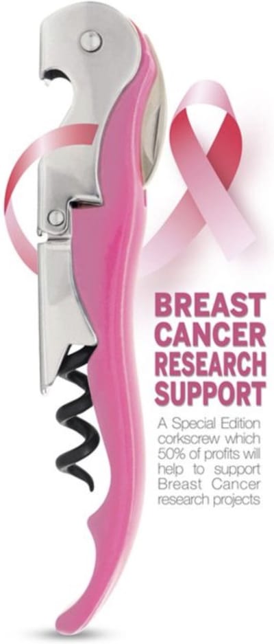 Pulltex Pulltaps Rosé Pink Kurkentrekker - Borstkanker onderzoek support - Verwijder Moeiteloos de Kurk - Eenvoudig inklapbaar - Kurken Trekker - Zonder Kurk Beschadiging door Uittrekbare Dubbele Hefboom - Wijnopenener - Flessenopener