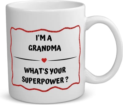 Akyol - i'm a grandma what's your superpower? koffiemok - theemok - Oma - oma met superkracht - verjaardag - cadeautje voor oma - oma artikelen - kado - geschenk - 350 ML inhoud