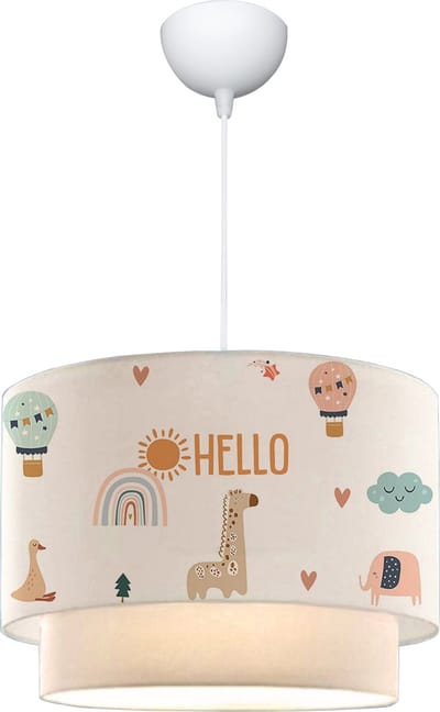Kinder hanglamp Lurgan E27 wit met giraffe motief lux.pro