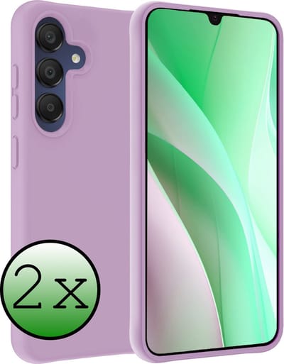 Hoesje 2 Stuks - Geschikt voor Samsung Galaxy A15 - Sterk & Shockproof - Case Siliconen - Back Cover - Telefoon Hoes - Lila