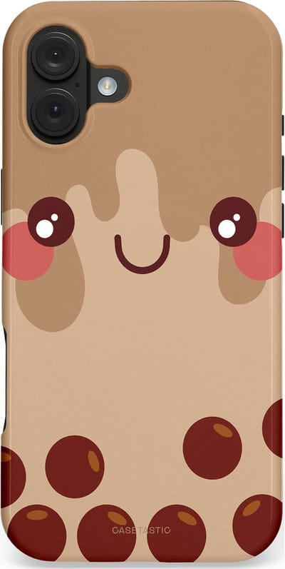 Casetastic hoesje geschikt voor Apple iPhone 16 Plus - MagSafe - Dubbellaagse bescherming - Smeltende choco bolletjes - Fashion Case - Beige Bordeaux