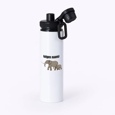 Hacebo® - olifant en kleine olifant met eigen naam waterfles met draaidop zwart - Olifant - olifanten liefhebbers - iemand die houdt van olifanten - verjaardag - cadeau - kado - water fles - 850ML
