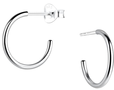 Joy|S - Zilveren oorringen stud - 17 mm basic - vlinder sluiting
