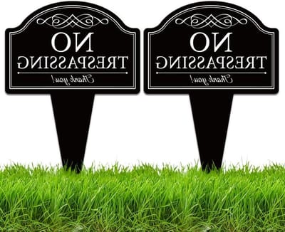 Nee Geen Overtreding Borden - Privé Eigendom - Domein Beschermen - Dubbelzijdig Aluminium - 25x35 cm - Zwart