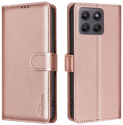 BINFEN Hoesje - Geschikt voor Motorola Moto G37 / G47 Hoesje - BINFEN Color Book Case - Rose Gold