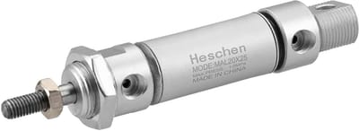 Allecto - Pneumatische Cilinder - Slim Ontwerp - 20mm Bore - 25mm Stroke - Dubbelwerkende Actie - Ideaal voor Pneumatische Systemen - Zilver