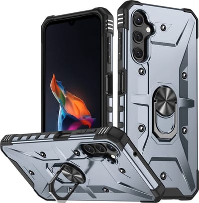 Coverup Hoesje - Geschikt voor Samsung Galaxy A14 Hoesje - Coverup Heavy Duty Ring Kickstand Back Cover - Grijs