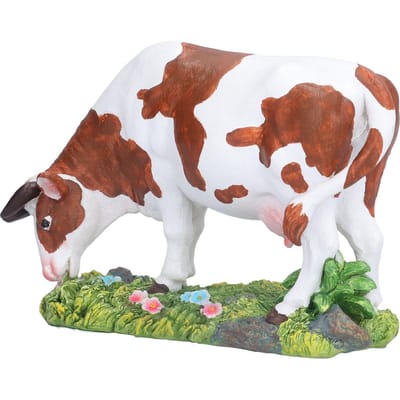 Figurines de Vache Modèle de Vache Marron et Blanc Ornement Sculpture d'Animal Artisanat en Résine pour la Maison Vache Tête Basse brown
