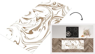 Keukenloper - Loper keuken - Marmer - Bruin - Lijn - 120x50 cm - Keukenloper vinyl
