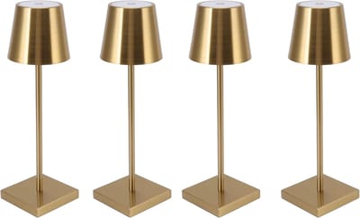 4 Stuks - Oplaadbare tafellampen - dimbaar - Goud - aluminium - 2700K - Bureaulamp