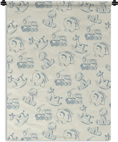 Wandkleed - Wanddoek - Dieren - Speelgoed - Patroon - 90x120 cm - Wandtapijt