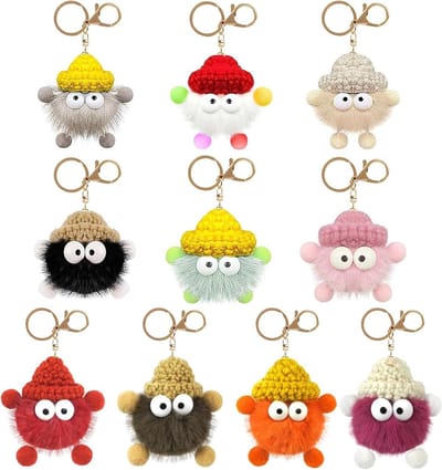 10 Stuks Pluche Sleutelhangers met Schattige Dieren Pendants voor Rugzakken, Tassen en Decoratie