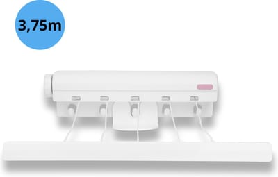 Bailanta® Waslijn Uittrekbaar - Wanddrooglijn - 5 Lijnen - 18,75 Meter Droogruimte - Voor Badkamer, Balkon & Tuin - Uittrekbare Waslijn