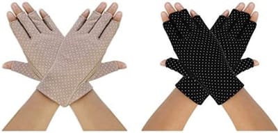Vingerloze Zomerhandschoenen Dames - UV Bescherming, Antislip, Ademend Katoen - Fietsen, Golf, Outdoor Activiteiten - 2 Paar Set