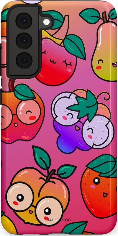 Casetastic Hoesje Geschikt voor Samsung S21 FE - Stijlvolle Beschermende Duo-layer Case - Fruitige Grapjes