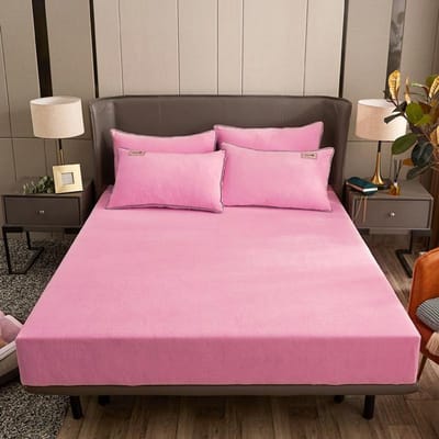WASART Winter warm koraalfleece hoeslaken elastische matrasbeschermer paar beddengoed 2 personen luxe tweepersoonsbed thermisch beddengoed Pillowcase No sheet gray