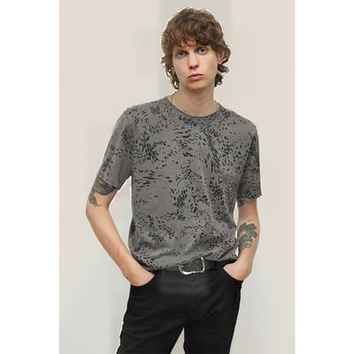 John Varvatos Hester Ss Swirling Cheetah Crew Grey Größe: XS | Bedruckte T-Shirts Outlet | Herren | Grau