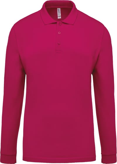 Kariban Piqué-herenpolo lange mouwen K256 - Fuchsia - S