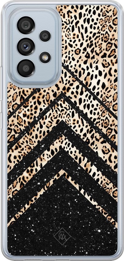 Casimoda® hoesje - Geschikt voor Samsung Galaxy A53 - Chevron Luipaard - 2-in-1 case - Schokbestendig - Luipaardprint - Verhoogde randen - Bruin/beige, Transparant