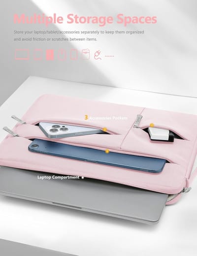Laptop Sleeve Tas voor 14-15 Inch Notebooks, Geschikt voor MacBook Air, Pro, Surface en HP - Lichtroze Bescherming en Draagbaarheid