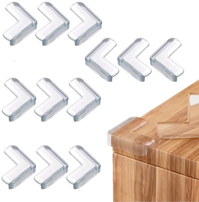Dailygoods- Hoekbescherming Transparant - 12 Stuks - L-vorm - Randbescherming - Zelfklevend - Zachte Siliconen - Hoekbeschermer