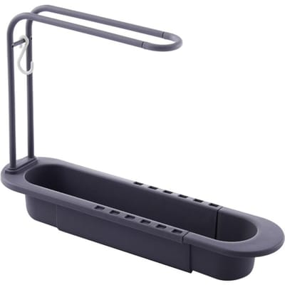 Aanrecht Afdruiprek Telescopisch Aanrecht Spons Opberg Afdruipmand Rek Afneembare Vaatdoek Hanger gray