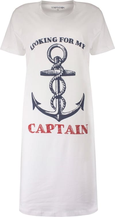 Temptation Dames Nachthemd - Bigshirt - Slaapkleed - Wit - Maat L