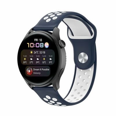 By Qubix - Sport Edition Siliconen band - Donkerblauw + wit - Geschikt voor Xiaomi Redmi Watch 5 Active / Redmi Watch 5 Lite