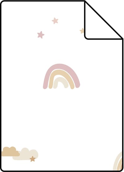 Proefstaal ESTAhome behang unicorns beige, zacht roze en okergeel - 26.5 x 21 cm - 139538-S
