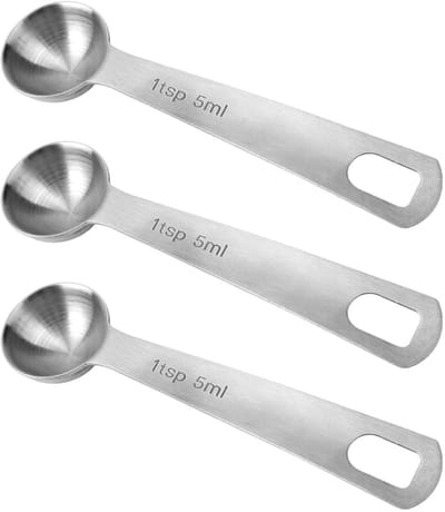 Dailygoods- Maatlepels 3 Stuks - Roestvrij Stalen Maatlepels - Keukenweegschaal - Maatlepels 5 ml - Maatcups - Nauwkeurig en Duurzaam - Meetlepels