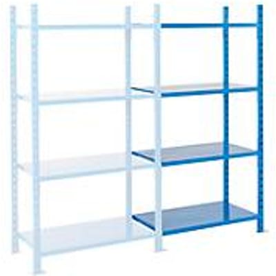 Legbordstelling-aanbouwsectie, m. 4 legborden van plaatstaal, B 1010 x D 500 x H 2000 mm