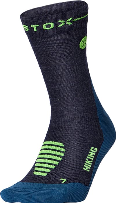 STOX Energy Socks Merino Wandelsokken Heren - Enkelsokken Wandelen - Donkerblauw / Groen - Merino Wol Compressie Sokken - Naadloos - Outdoor - Hiking - Maat: 40-44