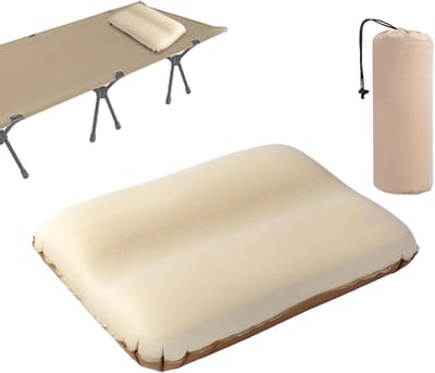 Opblaasbaar Kussen - Reiskussen Nekkussen - Comfortabel Slapen - Zelf Opblaasbaar - 46 x 30 cm - Koffie