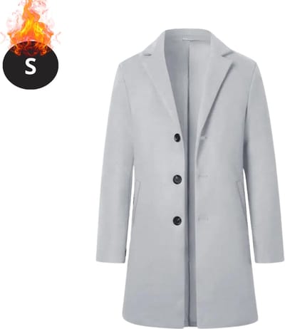 Livano Winterjas - Trenchcoat - Heren - Winter - Herfstjas - Volwassen - Stijlvol - Knopen - Lichtgrijs - S