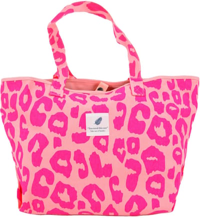 Shopper Leopard - Neon Pink | Schoudertas | 36 x 33 x 18 cm | Canvas/Katoen | Fashion Favorite