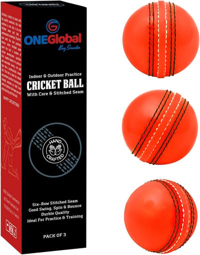 Oefen Cricketbal - Zachte bal - Sportvaardigheden verbeteren - Realistische bal - Pak van 3 - Oranje