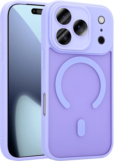 Coverzs luxe matte Magneet hoesje geschikt voor iPhone 17 Pro met camera cover (Paars) – sterke case met premium bescherming, dun ontwerp en perfecte pasvorm - Camerabescherming