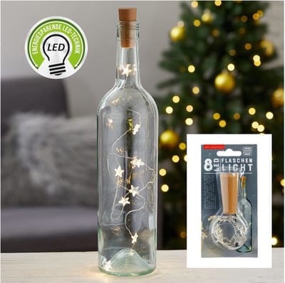 Cepewa Flessenstop/kurk - met sterren led verlichting - flesverlichting lampjes - warm wit - Sfeerverlichting voor in een fles