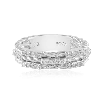 Cavill - Zilveren Ring Geplatineerd - 925 Sterling Zilver - 28 Cambodjaanse Zirkonen 0 319 ct - Verstelbare Elegante Damesring