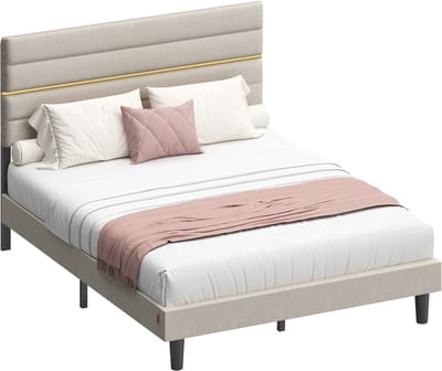 VASAGLE - Bed - Verstelbaar Gestoffeerd Hoofdbord - Modern Design