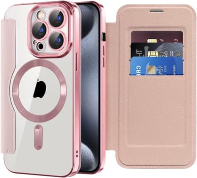Case voor iPhone 15 Pro met Magsafe Compatibiliteit - Flip Folio Wallet met Kaartsleuf, RFID Bescherming en Schokbestendige PU Leren Hoes