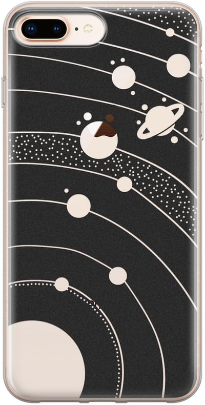 Hoesje geschikt voor iPhone 8 Plus - Universe space - Soft Case - TPU - Print - Transparant - Mooie Telefoonhoesjes