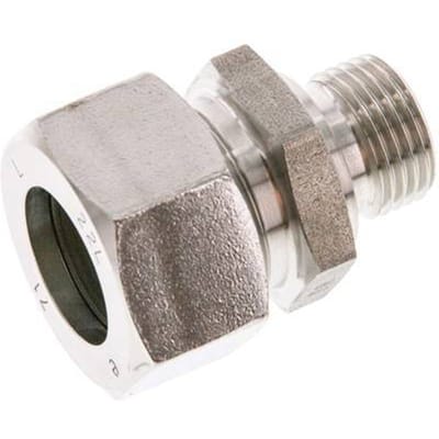 G 1/2'' Buitendraad x 22L RVS Rechte Snijring Koppeling 160 Bar DIN 2353 - FL2S-MC-ST-012G-22-L