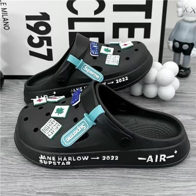 Zomer Heren Sandalen Lichtgewicht Huis Strand Sandalen Dames Slippers Buiten Sneldrogend Plat Zacht EVA Gaten Schoenen Dames Klompen 2024 38-39 black