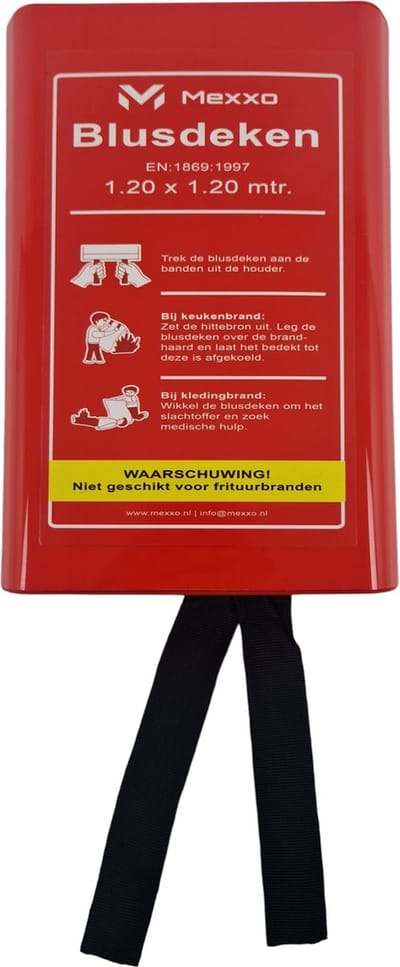 Blusdekens - Blusdeken - Branddeken in hardcase 1.20x1.20m - Voldoet aan de Europese norm