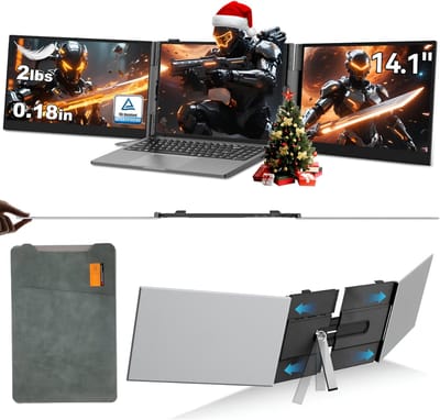 AHD® Professionele Portable Monitor - USB-C - 14.1 Inch - Double Draagbare Monitor - Portable Monitor Voor Laptop - Grijs - 2cm x 21cm x 34cm