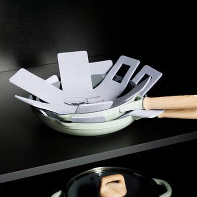 5Five Pannenschermers - 4x - grijs - vilt - 38 cm - stapelbeschermers voor pannen