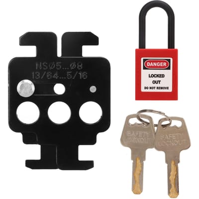 MCB Lockout Tagout Stalen Stroomonderbreker Slot 38mm Beugel Nylon Hangslot voor Schneider Stroomonderbreker black